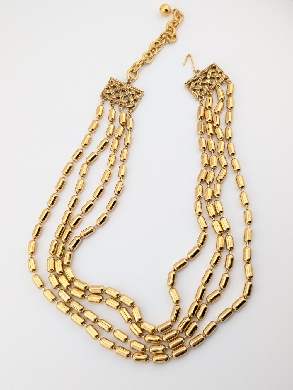 Vintage Gold Chain Multi Strand Egyptian Style Necklace - Estate Jewelry